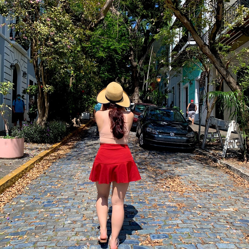 Zara mini red flared skort (skirt/short).